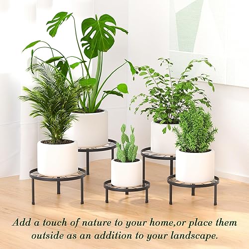 Miniatura 5 de Paquete de 5 soportes de metal decente para plantas en interiores, soportes para plantas sin montaje para múltiples plantas al aire libre, soporte