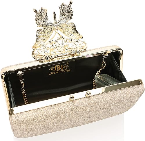 Miniatura 7 de Dexmay - Bolso de noche para mujer con cierre de mariposa y diamantes de imitación