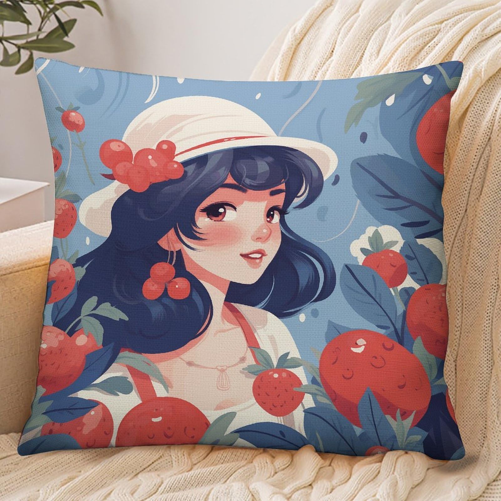 Fekiloot Girls Style And Red Berries Pillowcase Pillow Sham Pillow Case