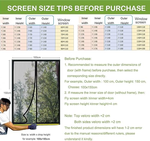 Miniatura 6 de Mosquitera magnética de cierre automático, se ajusta a tamaño de apertura de ventana de 34 x 34 pulgadas, tamaño real Sceen de 36 x 36 pulgadas,