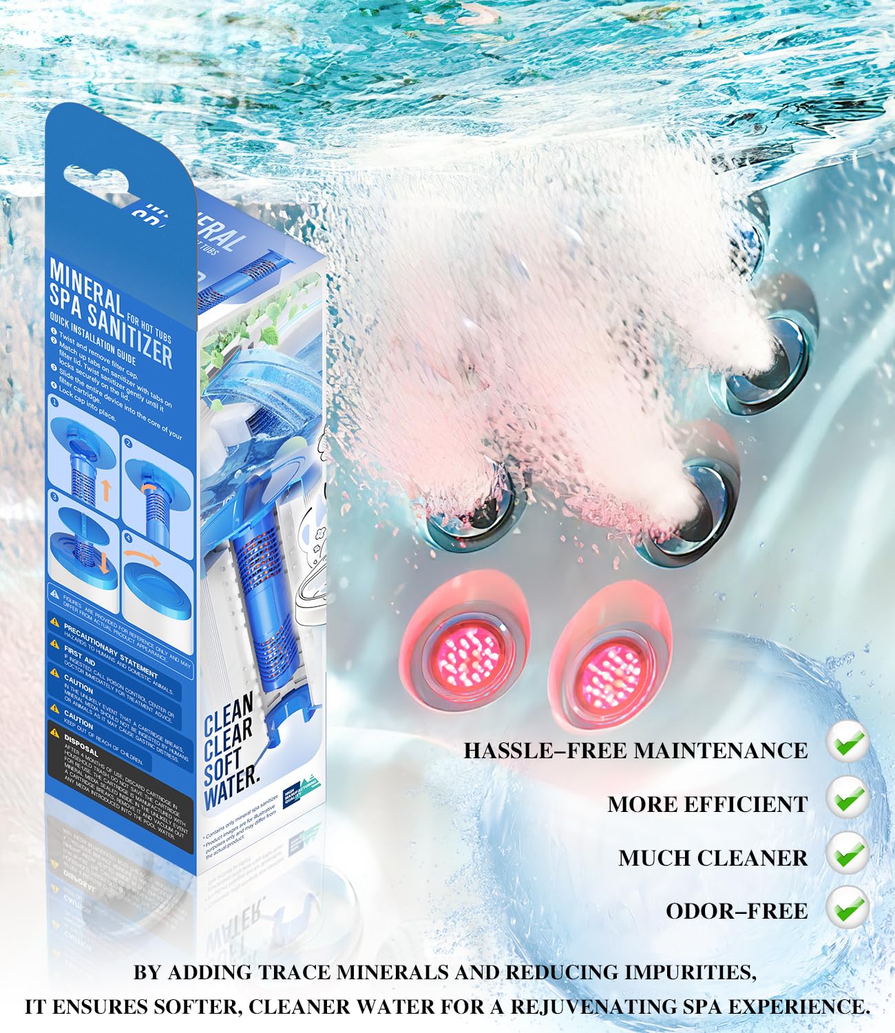 1 cartucho mineral 2890-185 para mantenimiento de jacuzzi, spa, jacuzzi, repuesto para todos los cartuchos de filtro de la serie J500 J400 J300 J-LX, compatible con el sistema de filtración de jacuzzi