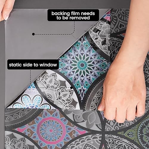 Vista 8 de DKTIE - Película decorativa para ventana de adherencia estática con herramientas de instalación, no adhesiva, protección contra los rayos