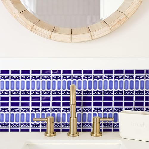 Miniatura 6 de Módena Azul Cobalto 11-3/8" x 13-1/8" Azulejo de porcelana para piso y pared