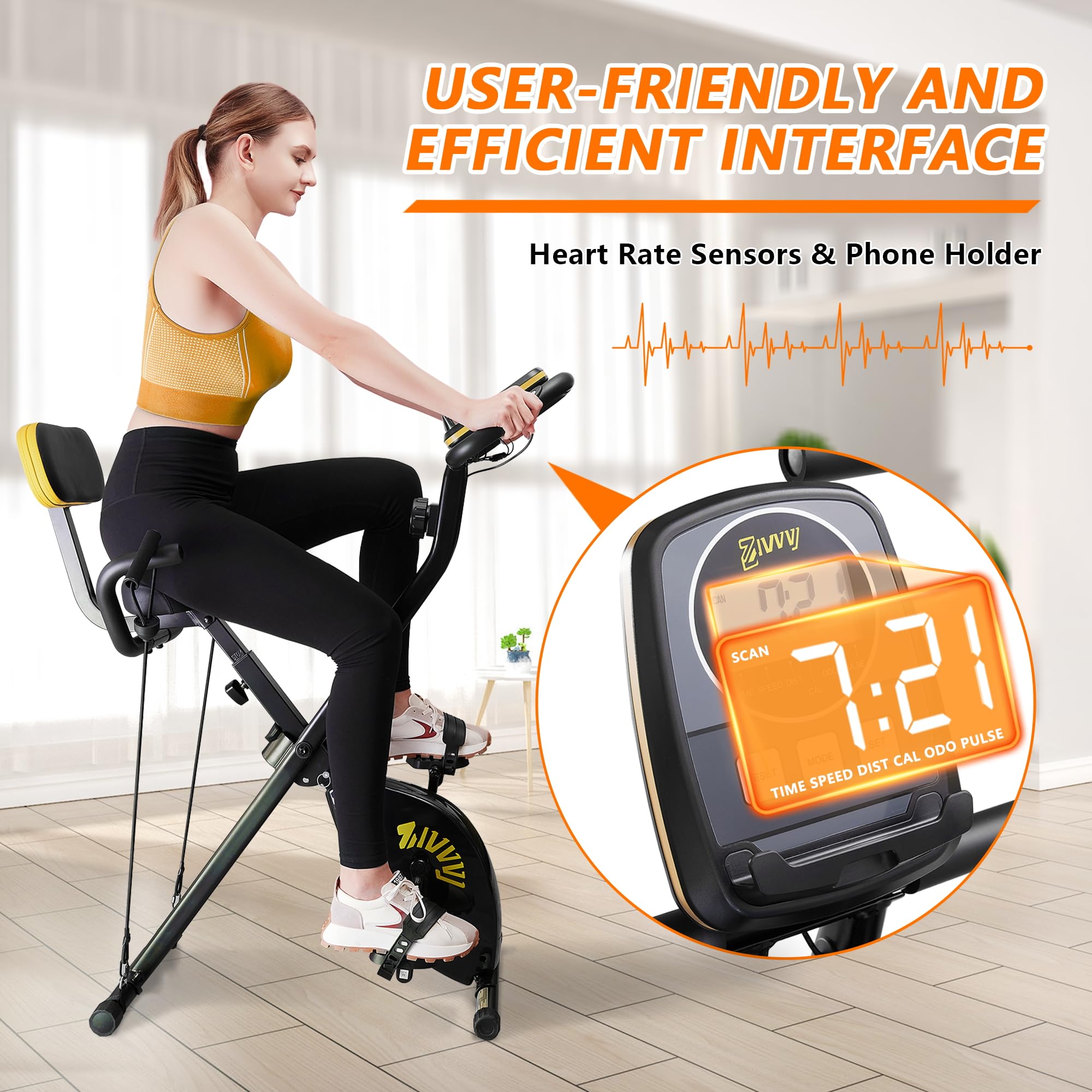 Pooboo Foldable Exercise Bike – 3-in-1 Upright Cycling Bike With LCD Monitor & Magnetic Resistance
