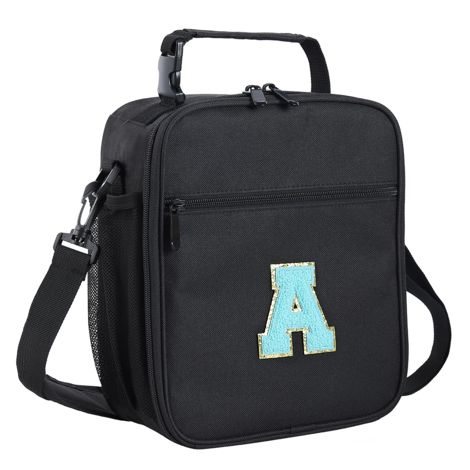 ELEFOCUS Initial Insulated Lunch Box For Womens/Mens Work，Personalized Monogrammed Lunch Bag With Adjustable Shoulder Strap For Teen Adult/Preppy，Back