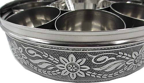 Miniatura 7 de Actieo Caja de especias india Masala Dabba Contenedor de almacenamiento de acero inoxidable organizador de cocina caja de regalo con siete