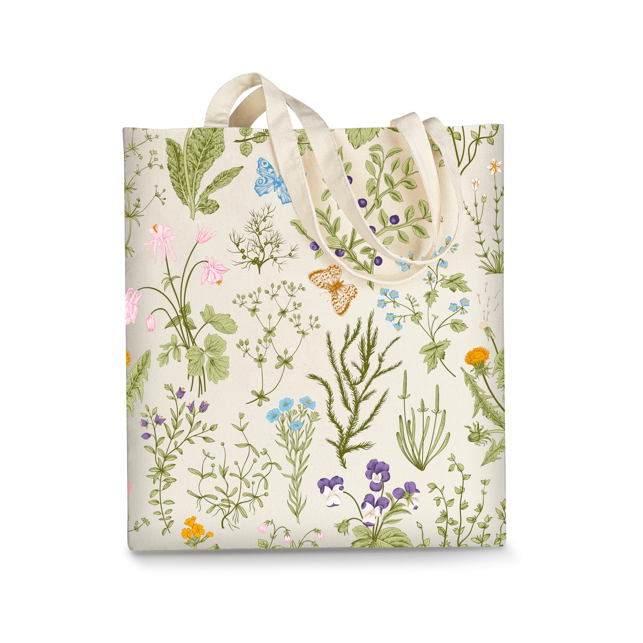 AUSVKAI Canvas Tote Bag Aesthetic for Women, Cute Reusable Cloth Cotton Bags for College Shopping Beach Grocery Trendy Gifts