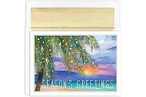Warmest Wishes Tropical Christmas Cards with Foil-Lined Envelopes