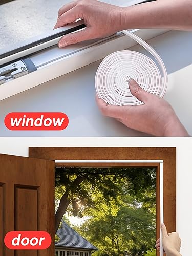 Miniatura 7 de Sunmon - Tira de sellado de silicona para puertas y ventanas, tira de sellado de ventana impermeable autoadhesiva de 39 pies (blanco)