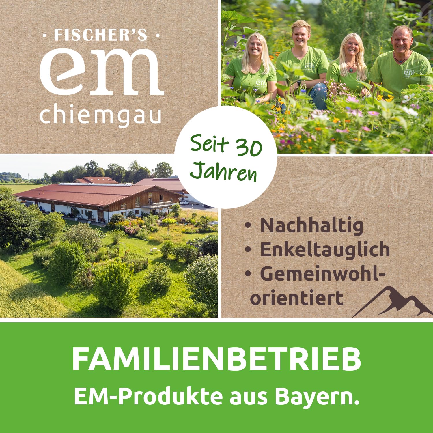 EM-Chiemgau® Rasen-Rainer – Organischer Bio Rasendünger mit Mykorrhiza & Pflanzenkohle – Langzeitdünger für dichten, grünen Rasen – Bodenaktivator mit Effektiven Mikroorganismen – 7 kg