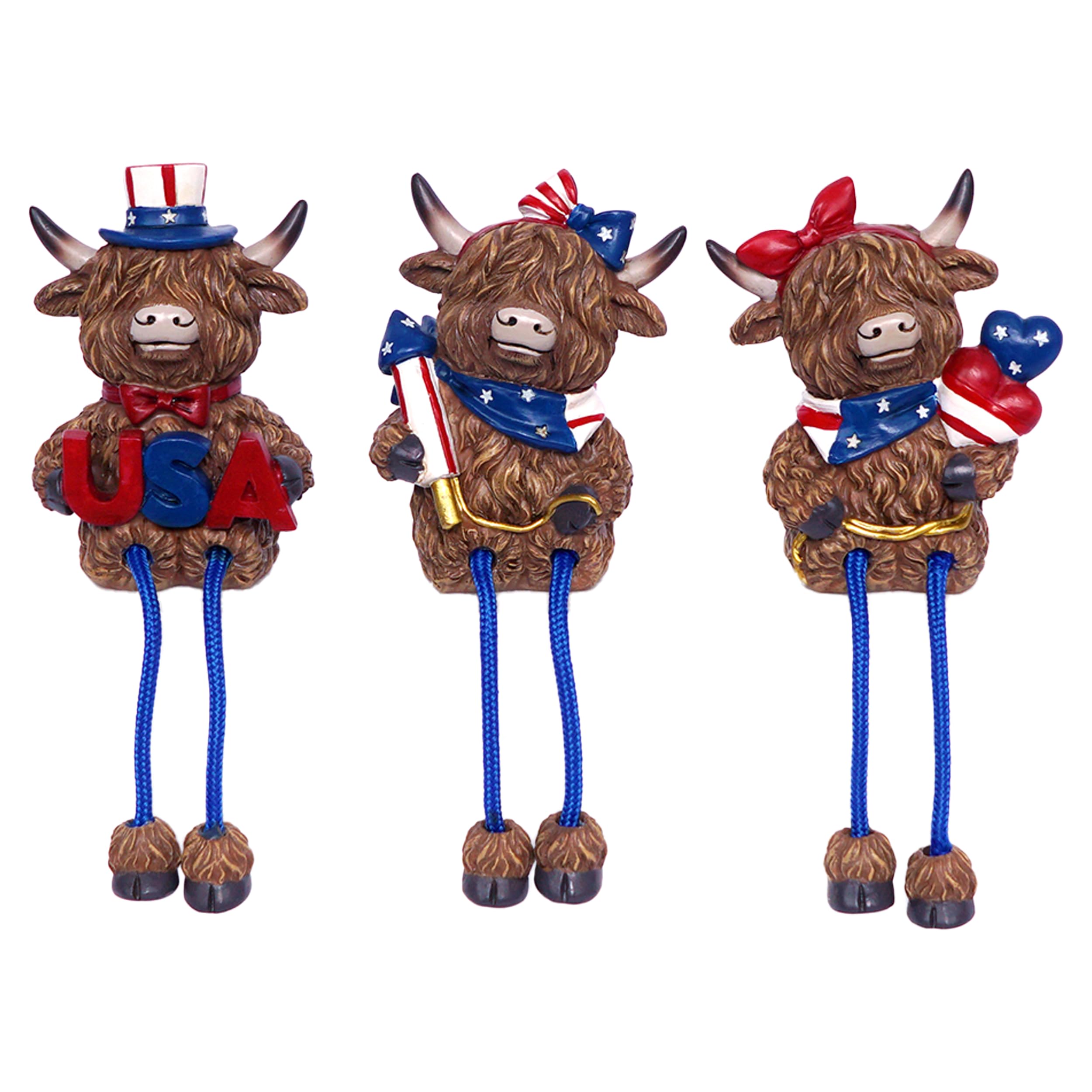 50% Off Patriotic Highland Cow Decor Set of 3