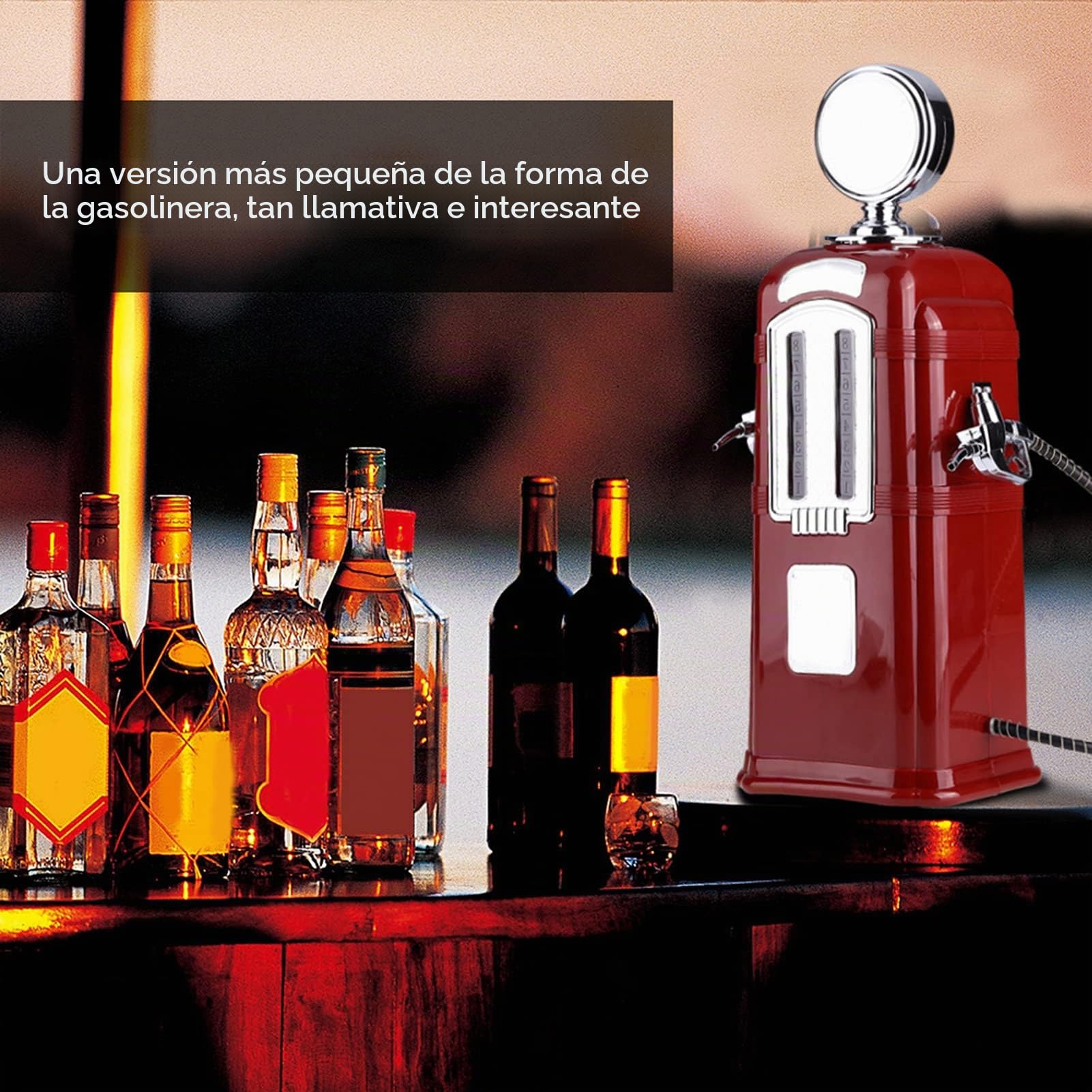 1000cc Dispensador de Cerveza, Estación de Bebida con Doble Boquilla Bomba Licor Alcohol Cerveza Dispensador de Bebidas para Bares (Rojo)