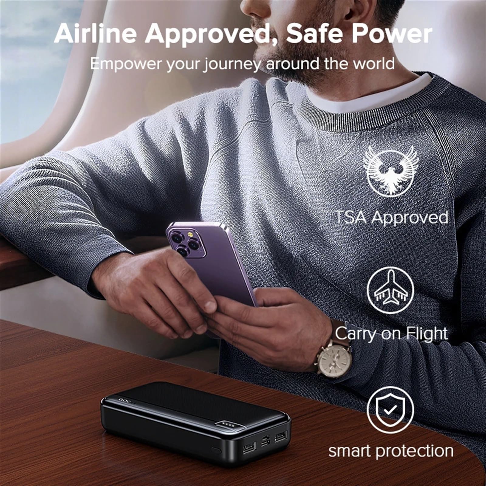 1/20000mAh Power Bank Batería Externa De Gran Capacidad Cargador Portátil PowerBank Carga Rápida Compatible con iPhone 15 Compatible con Xiaomi Compatible con Samsung (Size : 20000mAh Power Bank)