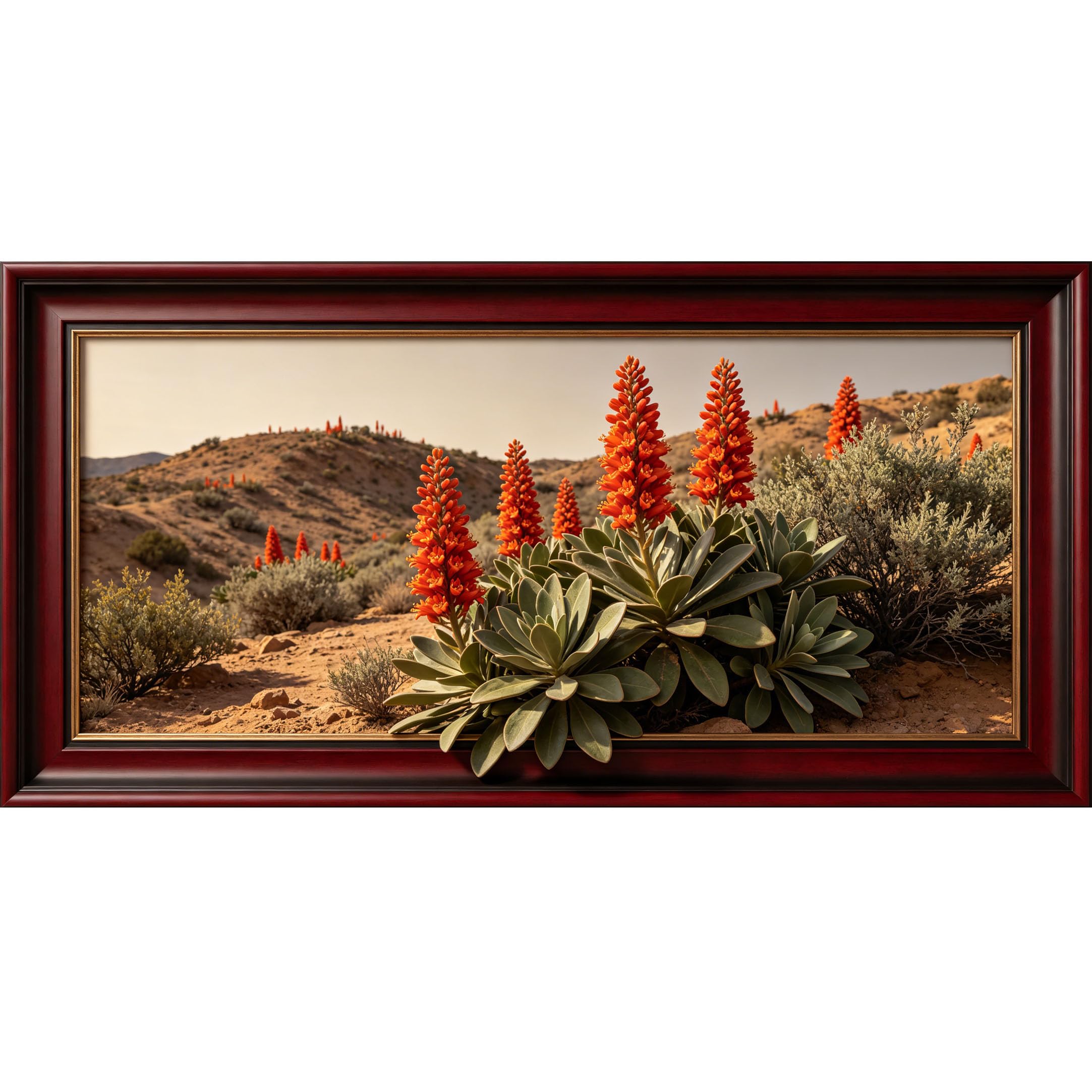 Agglomerix 3D Framed Wall Art Desert Bloom Succulent Botanical Landscape Large Size SelfAdhesive Removable Wall Decor Prints Artwork for Living Room Bedroom Office