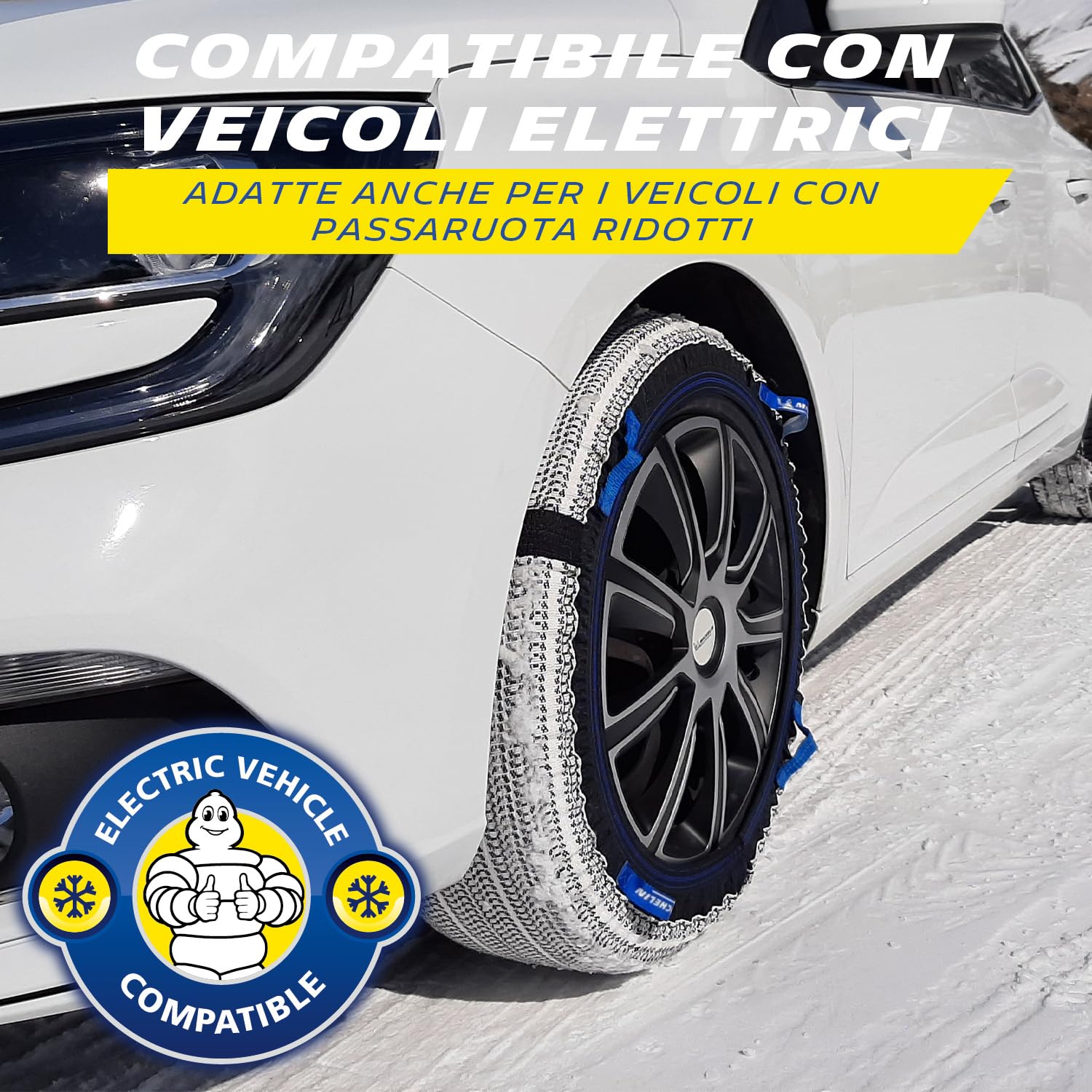 MICHELIN Calze da Neve SOS Grip Evolution SOS 5 - Omologate Italia Tessili Riutilizzabili - Montaggio Rapido 30 Secondi