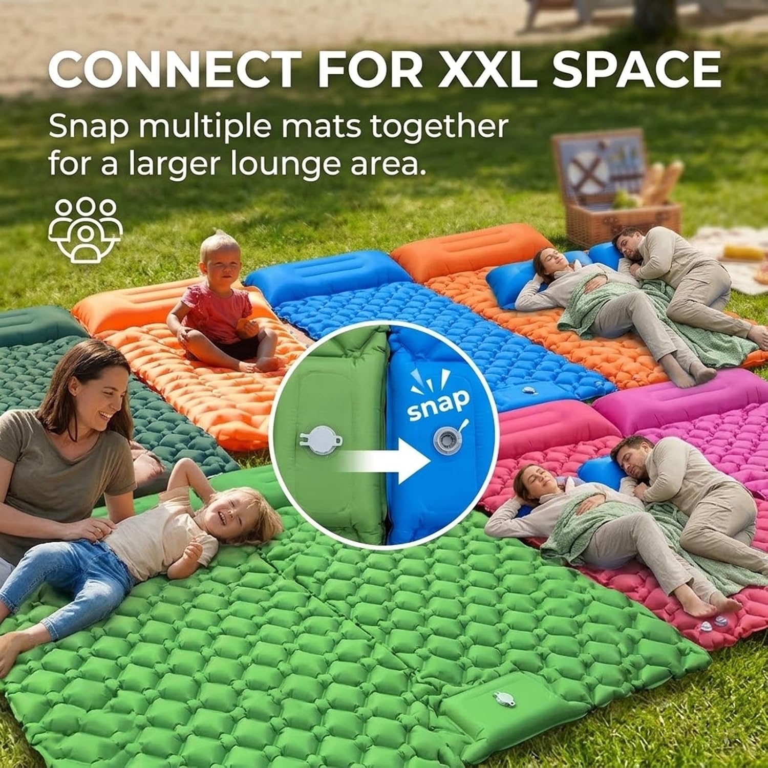 Lounge Mat - Your Portable Chill Zone Thick Memory Foam Camping Sleeping Pad, Self Inflating Travel Air Mattress, Lightweight Portable Car Tent Bed for Outdoor Backpacking (Black-C)