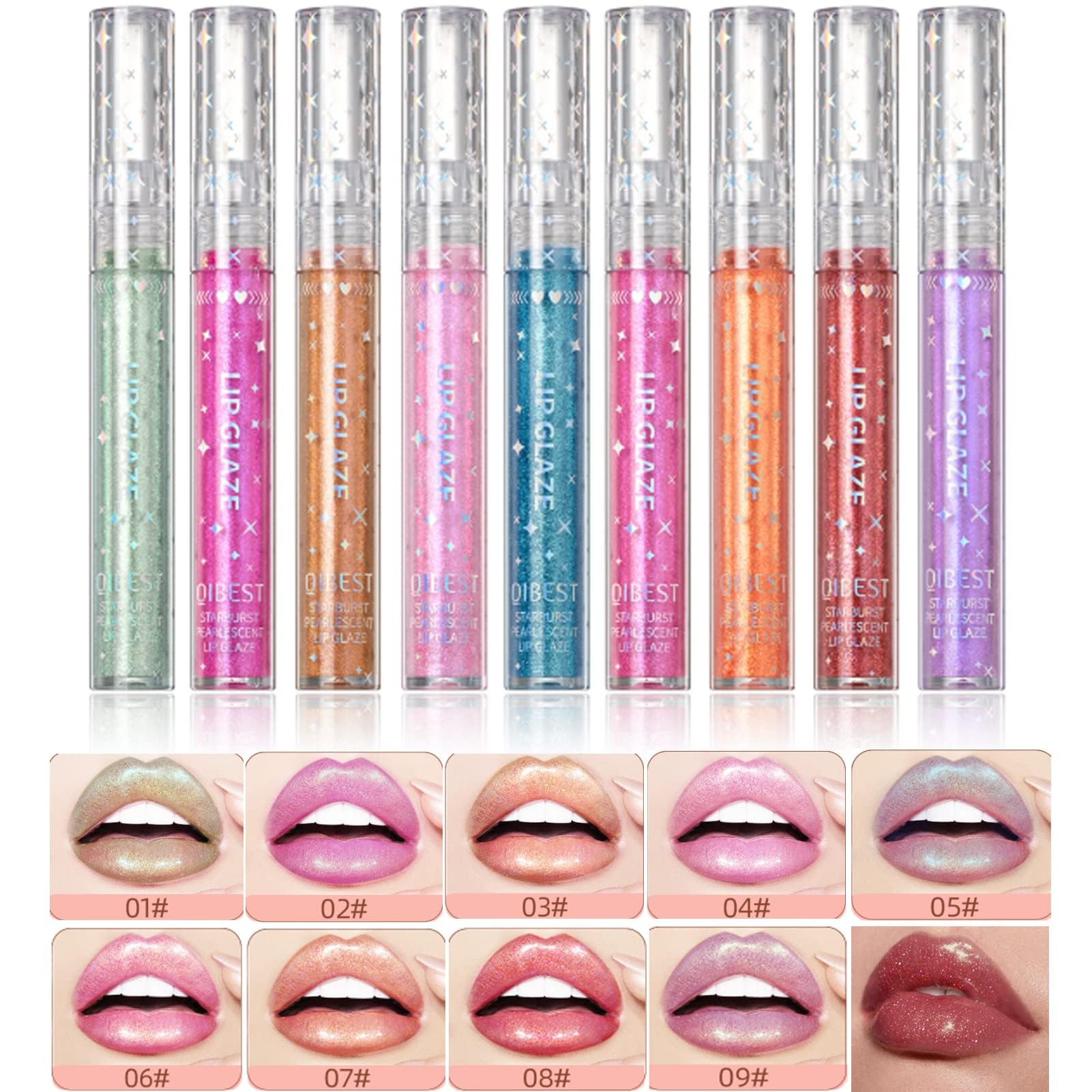 9 Colors Glitter Liquid Lipsticks, Waterproof Long Lasting Non-Stick Cup Lipgloss, Matte Moisturizing Suitable for Women Beauty Cosmetics Makeup