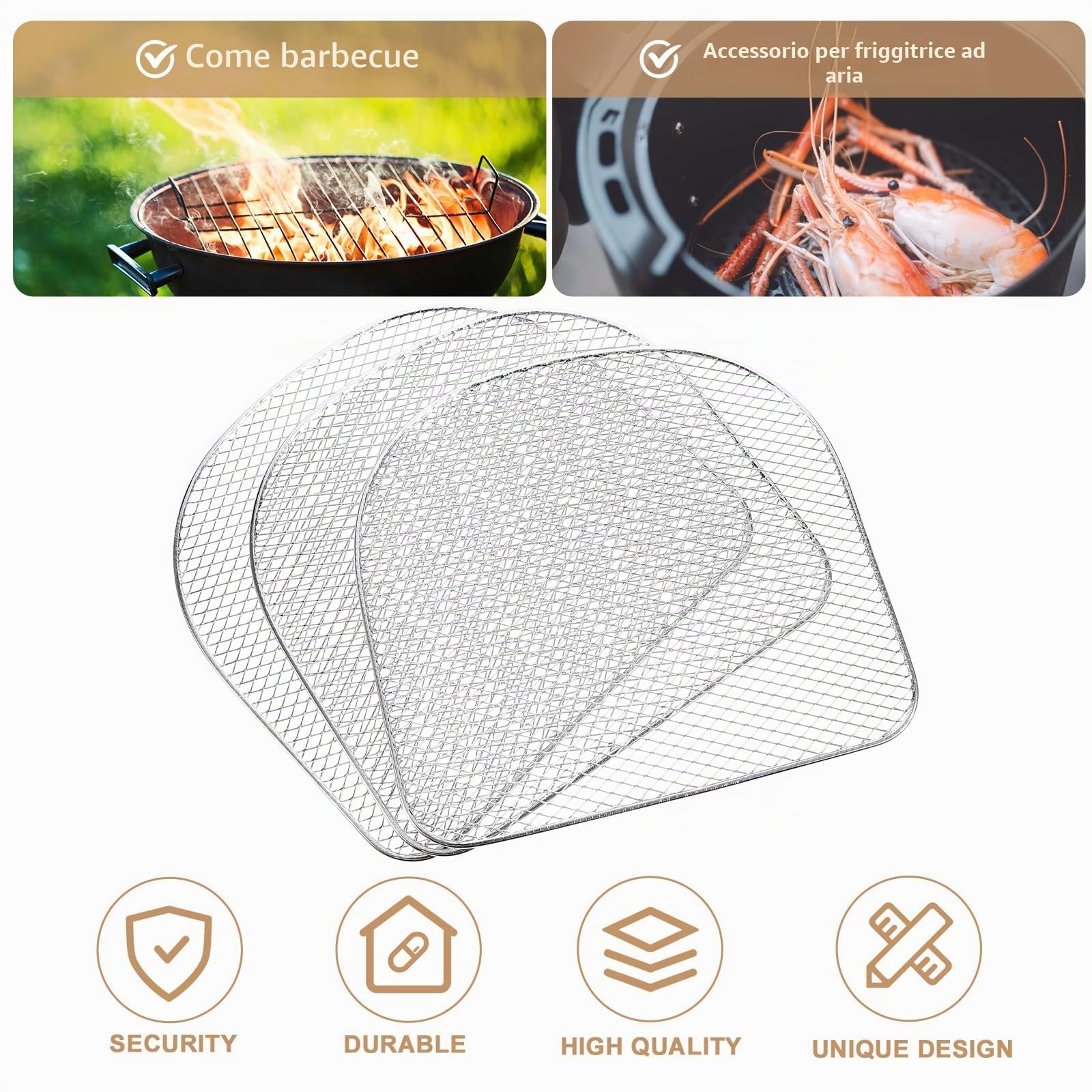 MAGICLULU 3 Pz Rete Grigliata Forno Elettrico Griglia Per Cottura a Vapore Griglie Per Friggitrice Ad Aria Impilabili Supporto Per Disidratatore Cibo Acciaio Inossidabile Bakeware Bianca