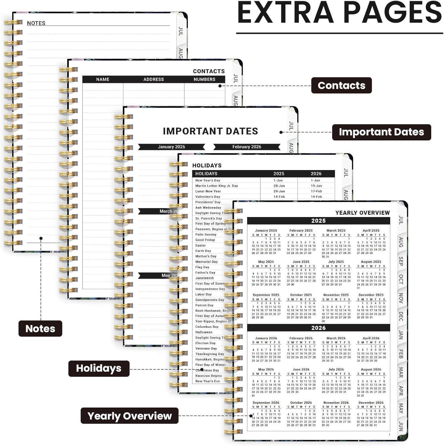 Planner 2025-2026, Monthly and Weekly Calendar Academic Planner (July 2025 - June 2026), Hardcover Student Teacher Planning Agenda Book with Tabs, Perfect for Office School Supplies, A5 (6.3" x 8.5") - Celestial Garden 6.4"x8.5" Academic Planner Q-Celestial Garden image 5 of 7 B0F7LPZXF2