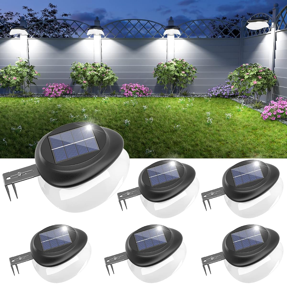 JSOT Solar Fence Lights, Bright Security Outdoor Backyard Lights Waterproof,
