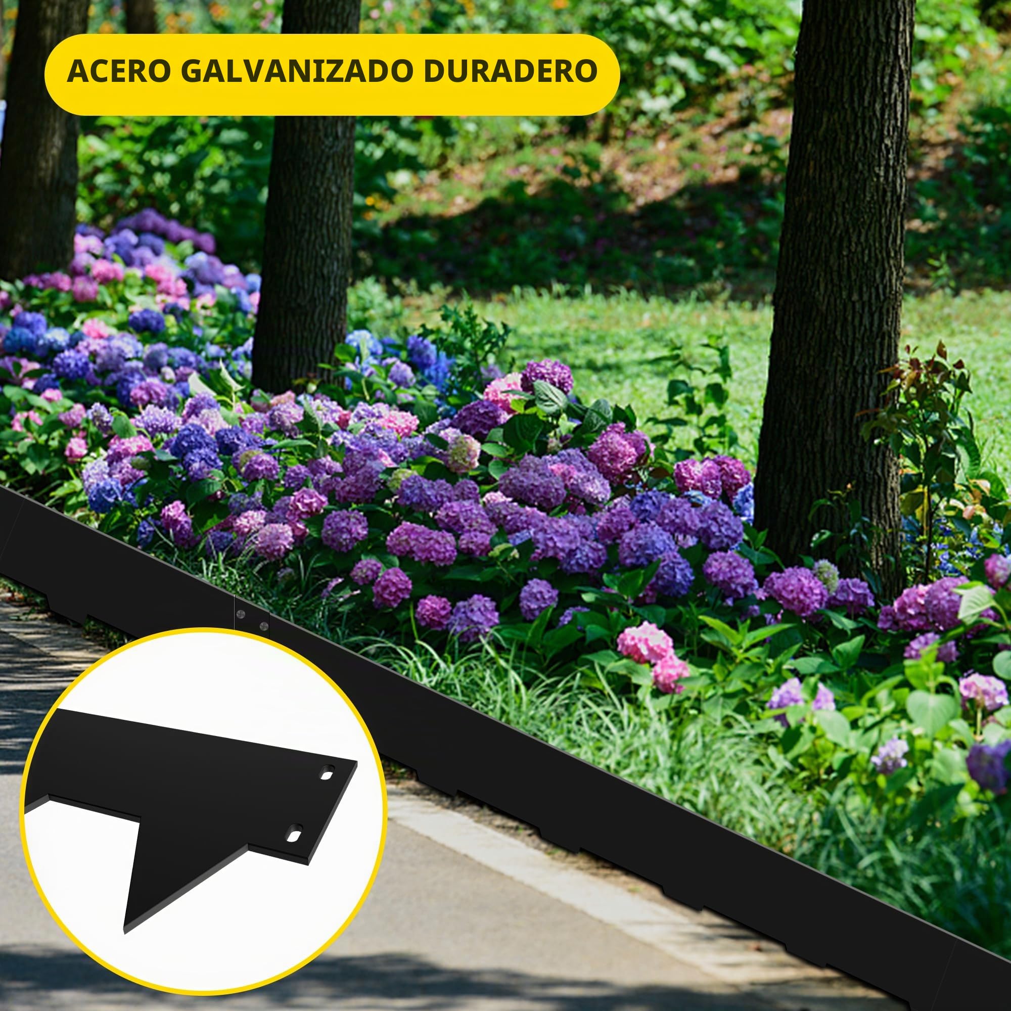 Borduras Jardín Flexible Metálica 5 m - Bordura Metálica de 18 cm de Altura - Borde para Césped 5 Piezas Valla Delimitadora de Bordes, Borde Limitador de Jardín Flexible para Jardines, Césped