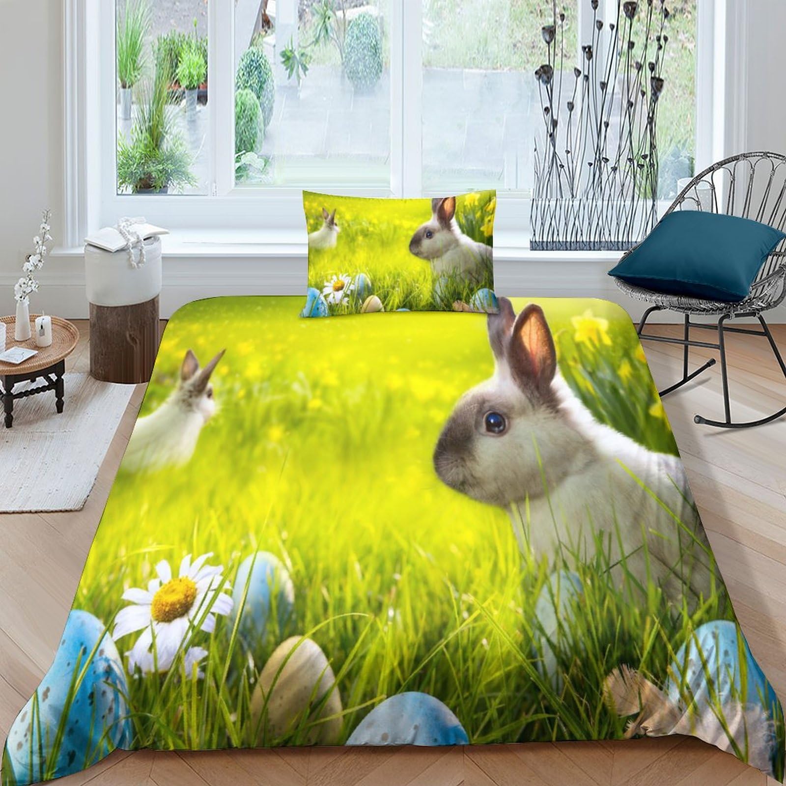 Ensemble hypoallergénique Pâques draps microfibre anti-acarien housse de couette 3D enfants