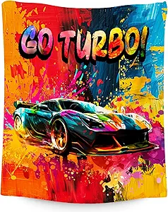 Blanket for Kids Racing Car Blankets Preteen Boy Gifts - 30x40 Inches Cozy Soft Fleece Throw for Couch