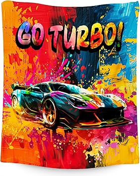 Blanket for Kids Racing Car Blankets Preteen Boy Gifts - 30x40 Inches Cozy Soft Fleece Throw for Couch