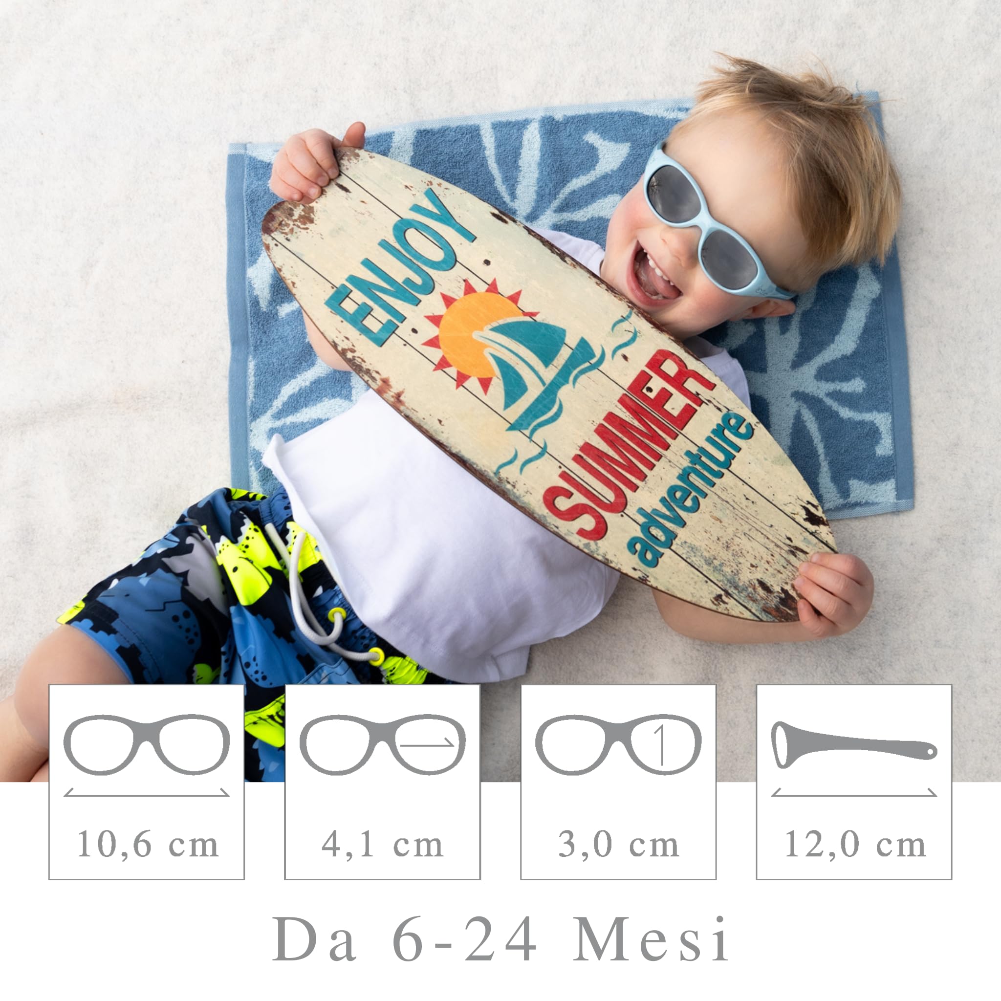 ActiveSol Occhiali da sole per bambini 6-24 mesi, senza BPA, polarizzati, con fascia, Taglia L