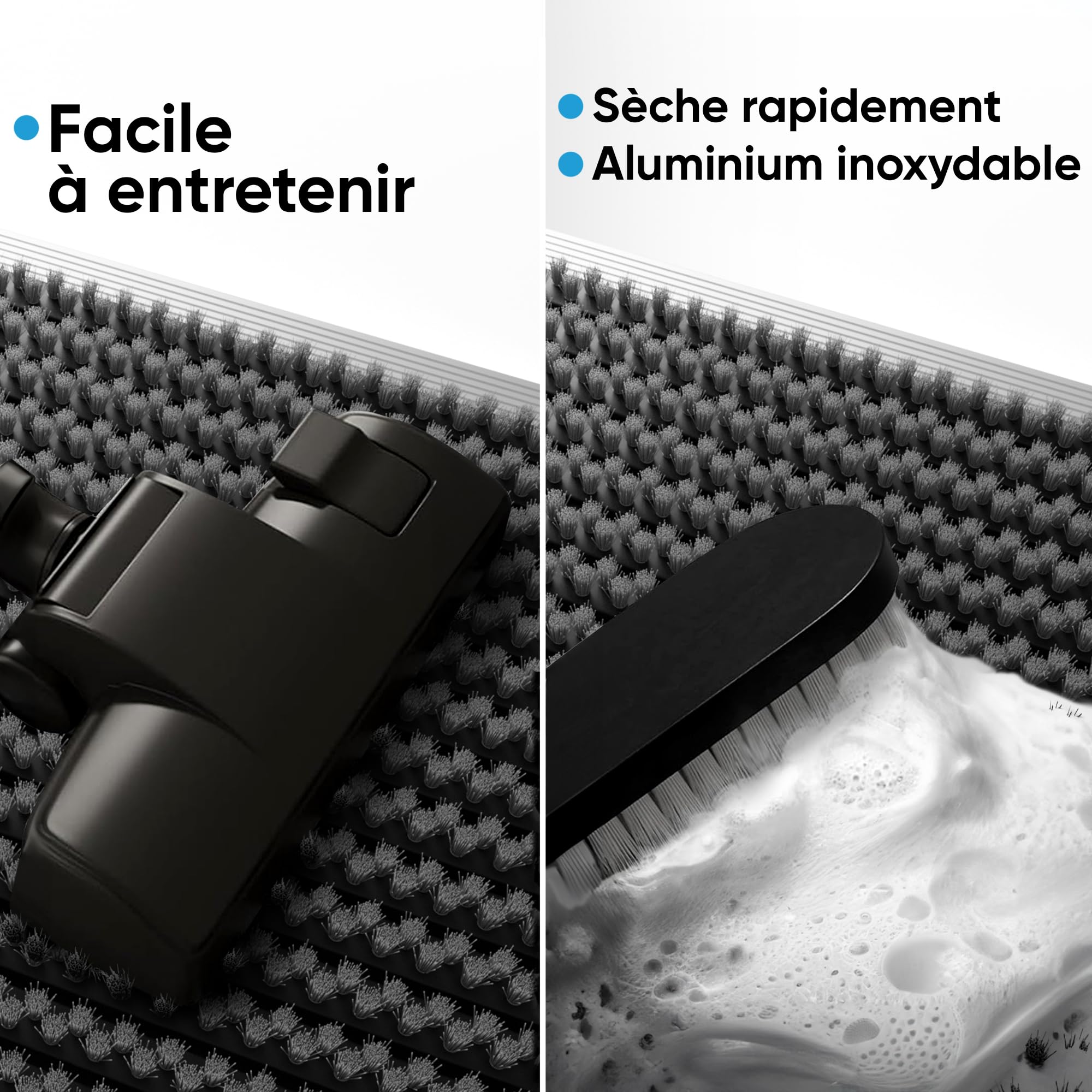 Paillasson extérieur en Aluminium avec brosses Gris, paillasson 40 x 60 cm, en Aluminium, Tapis extérieur, Gratte-Chaussures, entrée de Maison, Tapis de Brosse, Tapis extérieur, paillasson