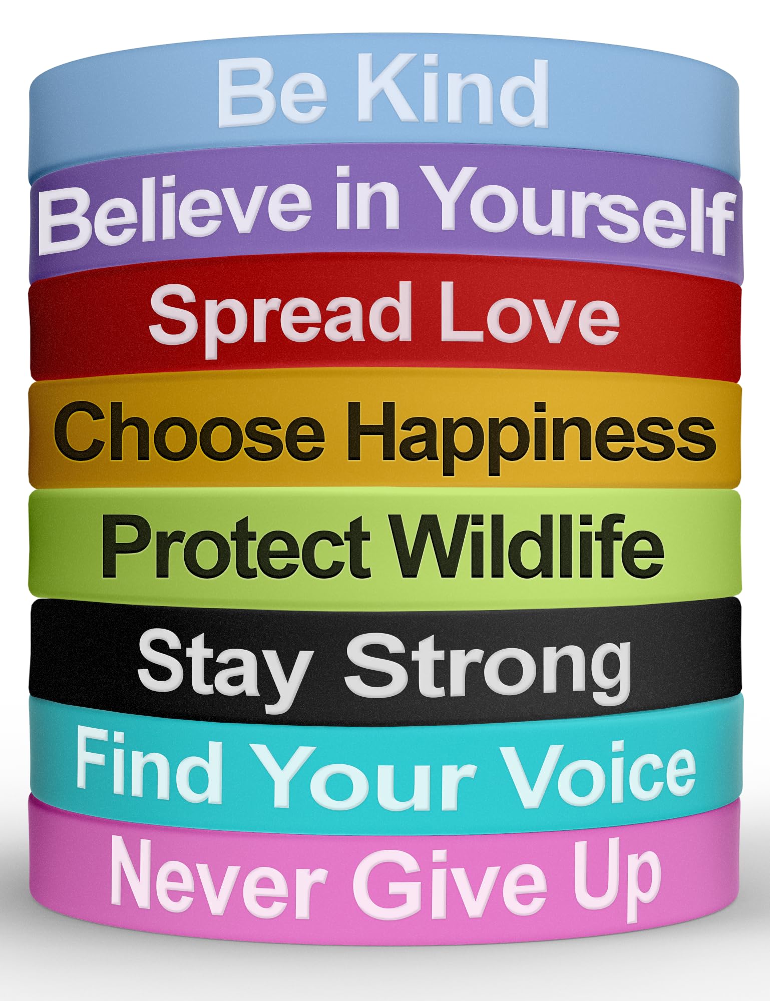 Solza Silicone Wristbands Rubber Band Bracelets - Fun Motivational Wristbands for Kids and Adults