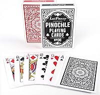 Vista 1 de LotFancy Naipes Pinochle, 2 mazos de cartas, negro y rojo, baraja especial de 48 cartas