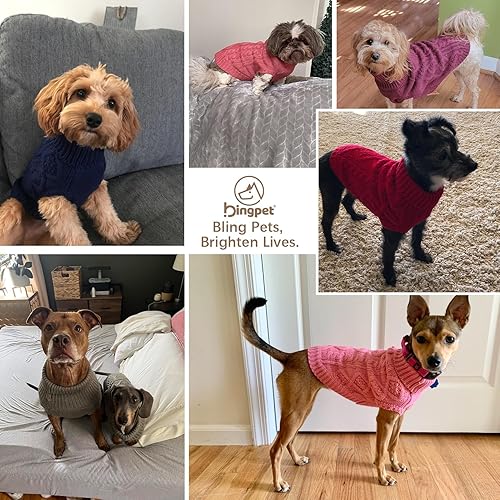 Miniatura 4 de BINGPET Suéter de punto térmico para perros pequeños, medianos y grandes, abrigo de invierno para perros y gatos, trajes cálidos, suéter clásico de
