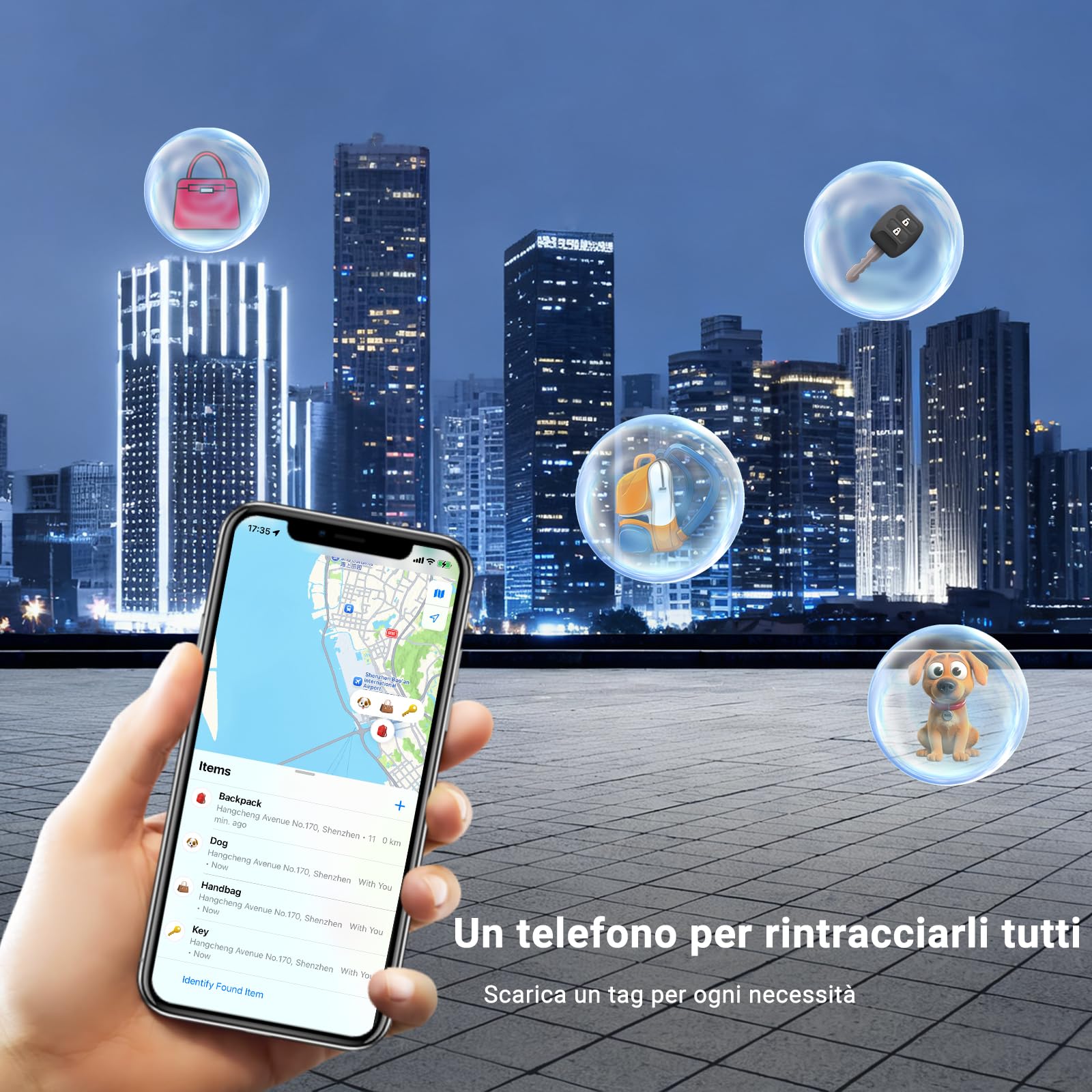 Smart Tag,Localizzatore Bluetooth per Android e iOS, Compatibile con Apple Find My & Google Find Hub Device, Tracker Impermeabile IP67 per Trovare Chiavi, Valigie, Borse, Portafogli (Nero)