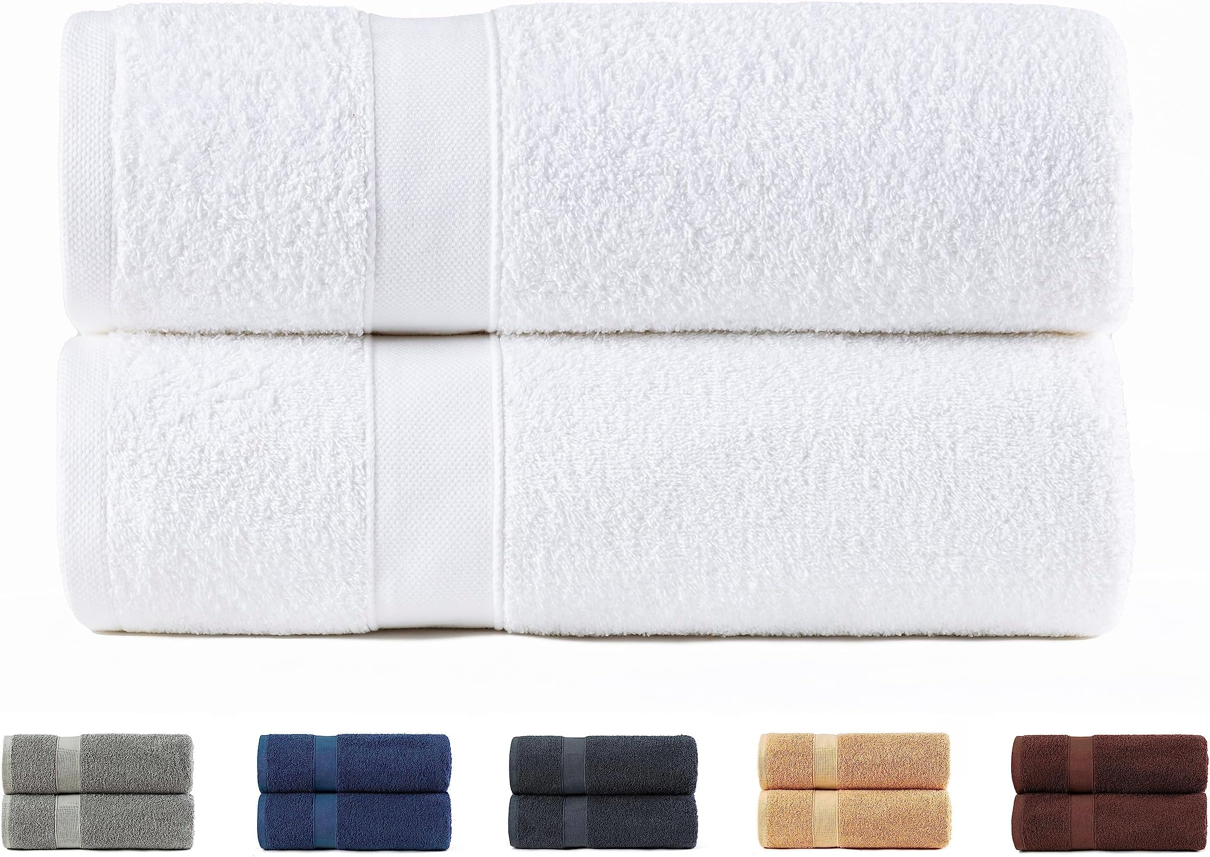 Todocama – Juego de 2 Toallas de Ducha, 100% algodón de 550 gsm Extra Suaves, Altamente absorbentes y de Secado rápido. Medida 70x140 cm, Color Blanco. (Paquete de 5)