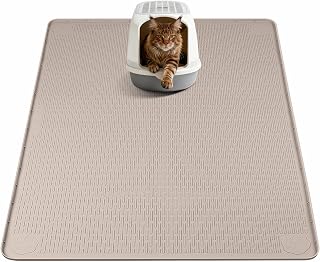 Katzenstreu Matte XXL,101 x 101cm Katzenklo Matte Silikon, Khaki