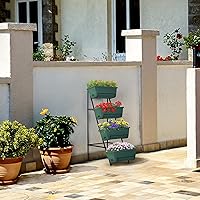 Vista 6 de OYEAL Cama de jardín elevada de 4 niveles, jardineras verticales para interior y exterior, caja de plantación elevada con patas, jardinera elevada