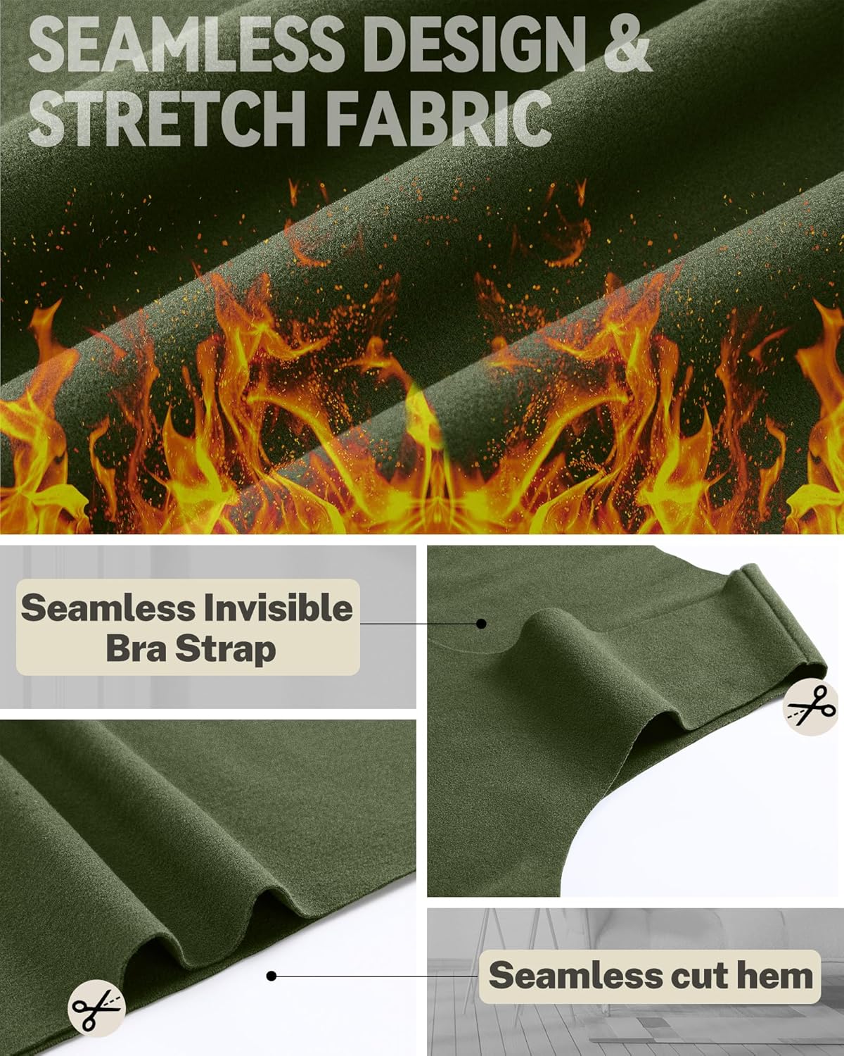 5 Pack Women's Thermal Tank Tops Fleece No Hem Thermal Underwear Sleeveless Tops Camisole Warm Base Layer - Image 3