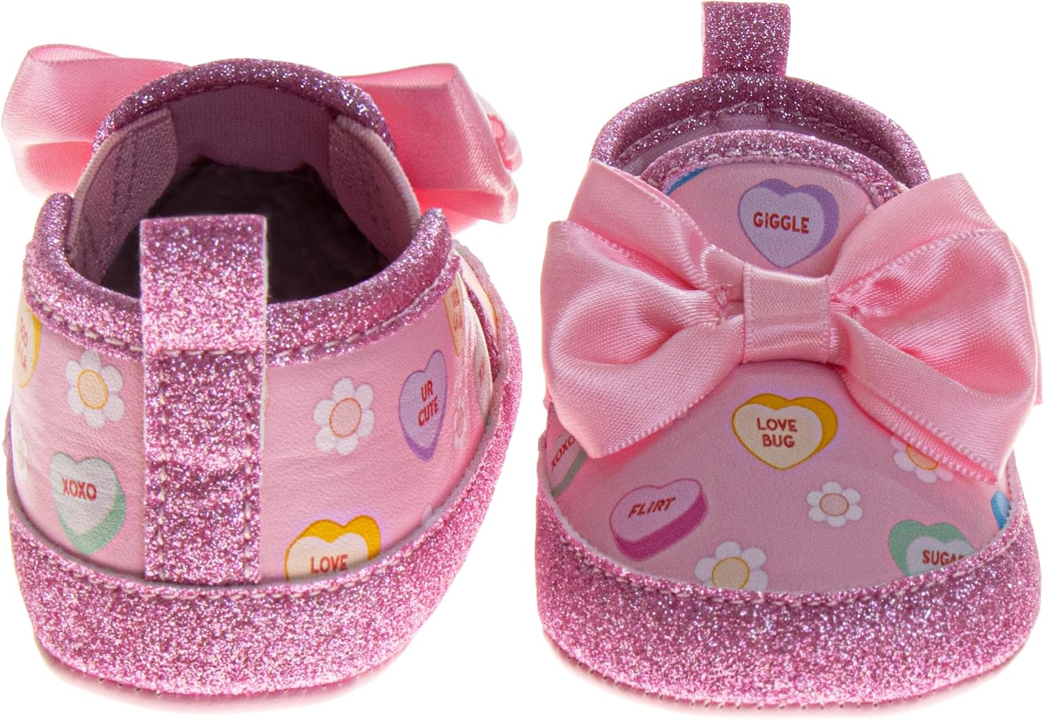 Josmo Josmo Girls Glitter Bow Sneakers Fashion Slip-On Walking Shoes Sparkle Casual Baby Loafers for Girls