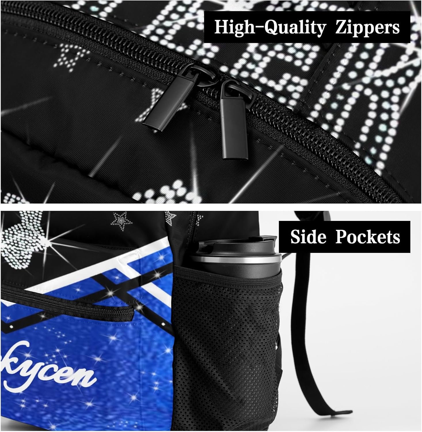 Personalized Cheer Bags for Girls Customized Name Cheer Backpack for Cheerleader Bookbag for Cheerleading Bags (Blue Black) - Image 6