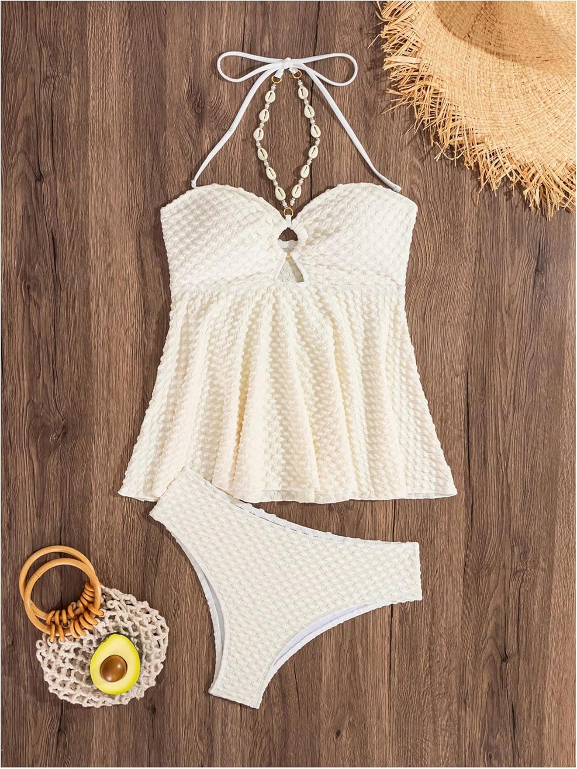 Milumia Women's Tankini Sets Two Piece Halter Cut Out Bathing Suits Tummy Control Swimsuit Flowy Swimwear - Image 4