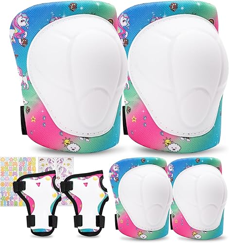 Unicorn Hunter Rodilleras para niñosjóvenes, juego de equipo de protección para niños de 3-5, 5-8, 8-14, coderas 3 en 1, rodilleras para patinaje,