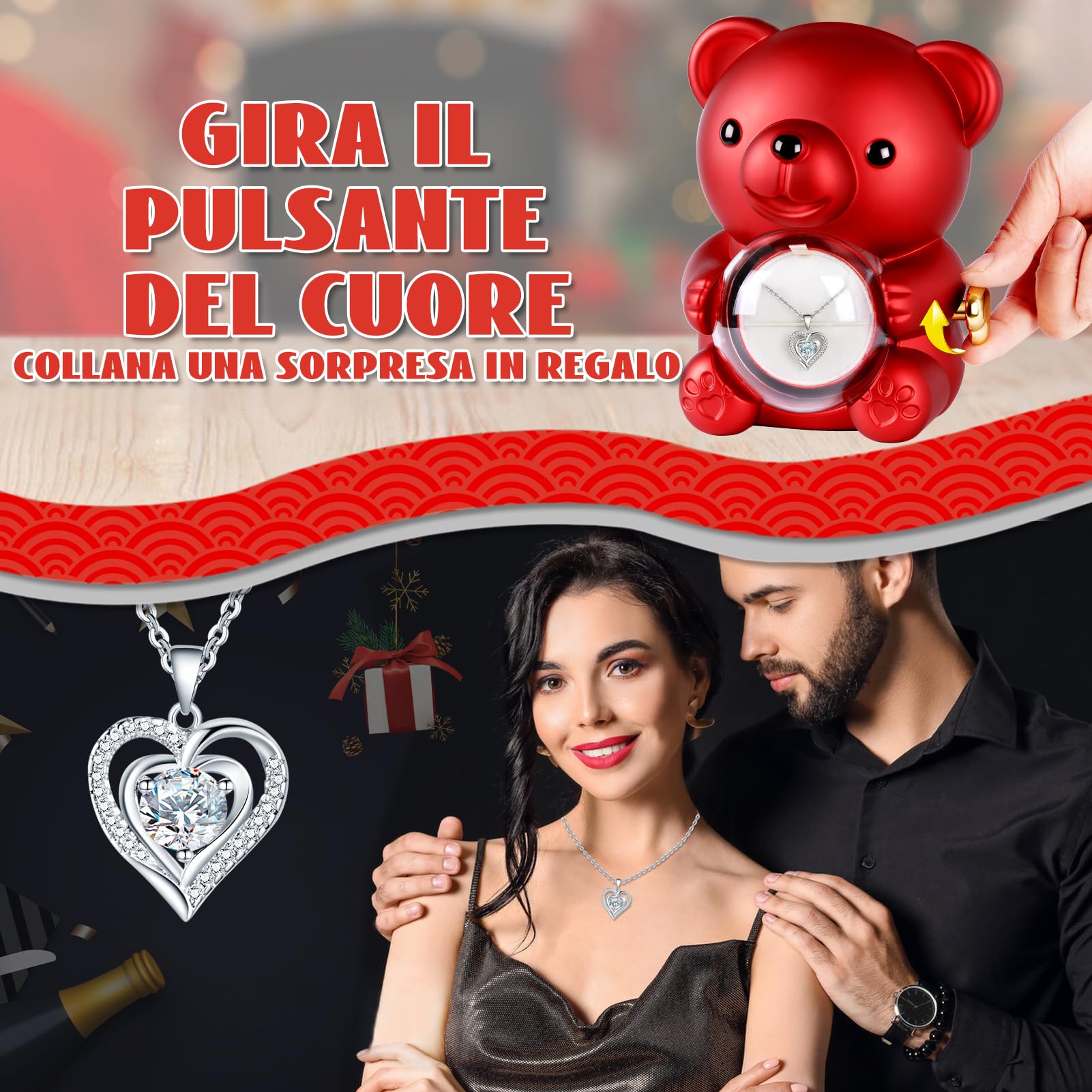 goldmiky Rosa Eterna Confezione Regalo,Confezione Regalo con Orsetto Rosa Eterna, Confezione Regalo per la Festa della Mamma, Compleanno, Regalo per Mamma, Fidanzata (Diamante Bianco)