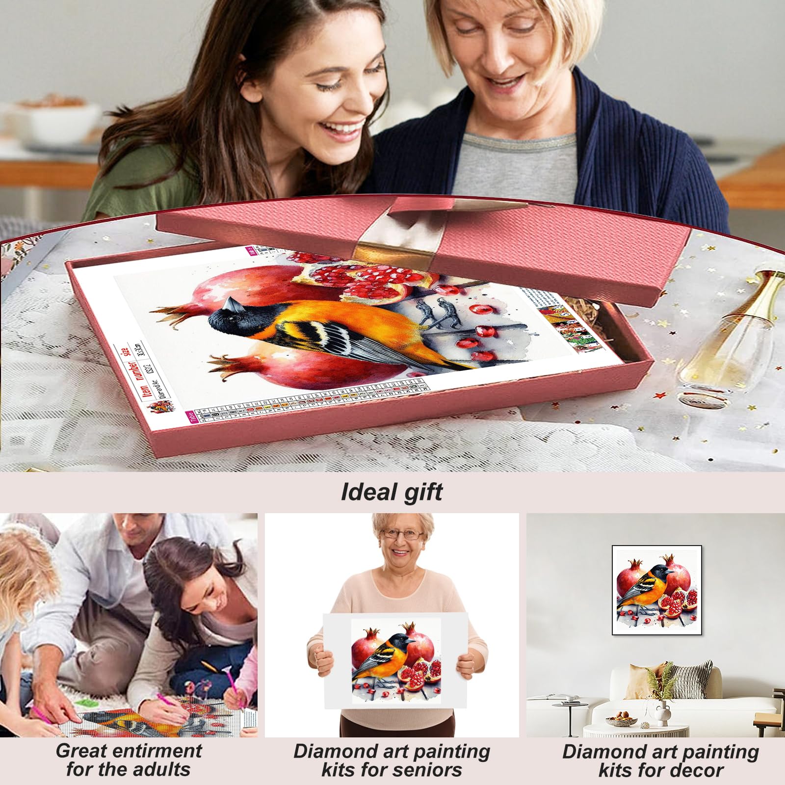 Acudotr Bird Diamond Painting Kits for Adults 5D DIY Diamond Art Kits for Beginners Full Drill Diamond Painting Kits for Home Wall Decor 12x12 Inch - Image 4