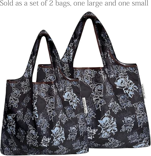 Miniatura 8 de allydrew P73983 - Bolsas de comestibles reutilizables de nailon plegables grandes y pequeñas, juego de 2