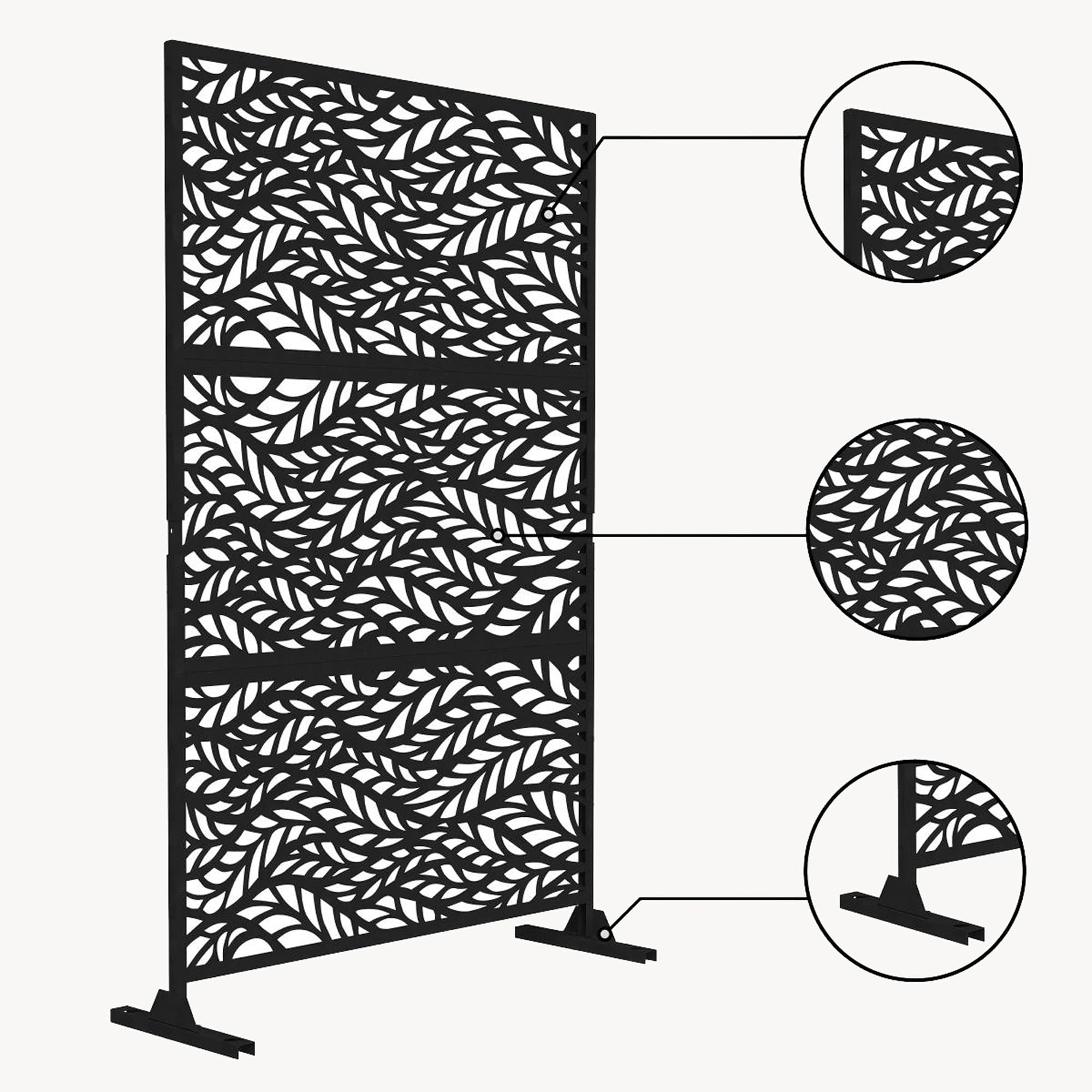 casa.pro Pannello Divisorio per Spazi Esterni Interni Parete Divisoria in Acciaio Separatore Decorativo Metallo Frangivista per Giardino Terrazza Balcone 180 x 120 cm - Nero