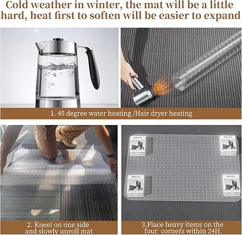 Miniatura 7 de Tapete para silla de oficina para alfombra, 36 x 48 x 0.09 pulgadas, tapete para silla de escritorio para suelos de alfombra, tapetes transparentes