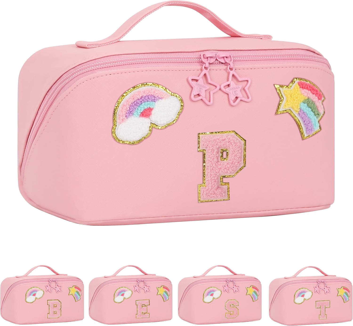 CUBETASTIC Personalized Makeup Bag with Initial, Cosmetic Organizer Case