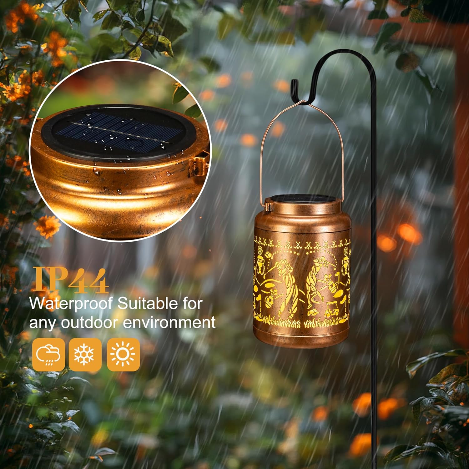 Livinlarge Golf Solar Lanterns Outdoor Waterproof,Hanging Solar Lights,Birthday Gifts for Women,Men,Mom,Mothers Day Gifts,Garden Decor for Outside,Patio,Outdoor,Yard,Lawn,Balcony,Gifts for Golf Lovers