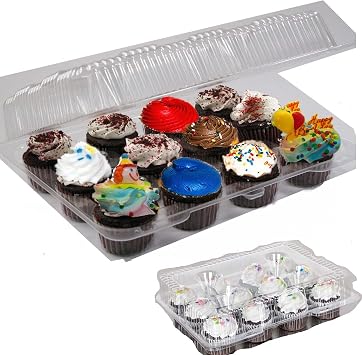 50 pack Mini Cupcake Boxes Mini Cupcake Containers 12 Compartment mini cupcake containers plastic disposable mini cupcake containers 12 count